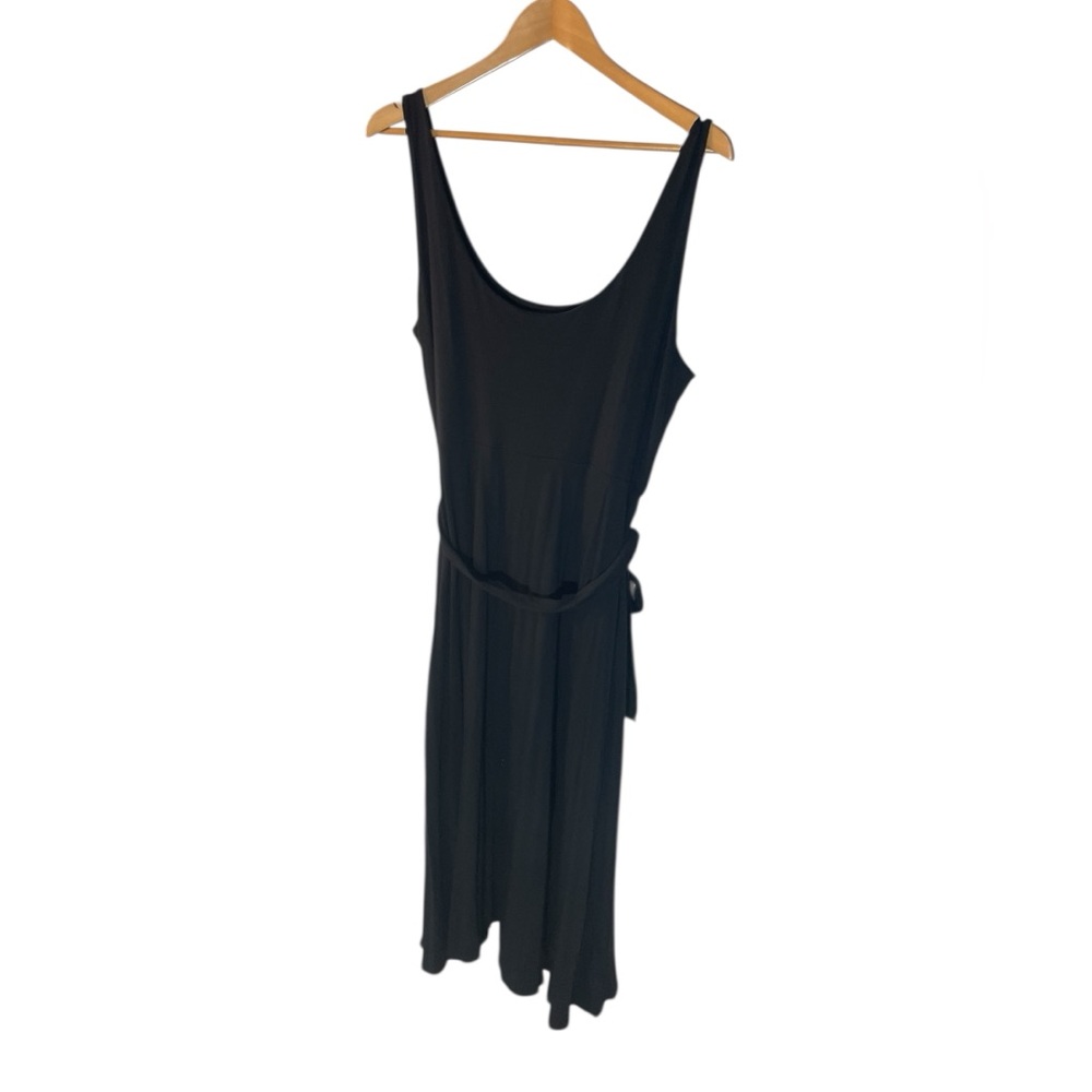 X8- XL extra large LOFT Black Sleeveless Midi Dress with Tie Waist